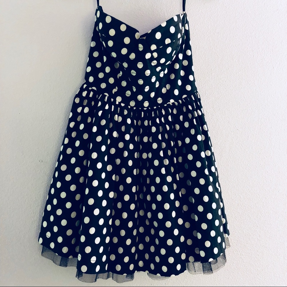 Strapless polka dot dress
